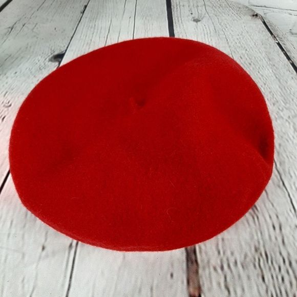Vintage Thick Red Black Wool Reversible Beret Hat Stylish Retro Warm Cla… - Picture 3 of 7